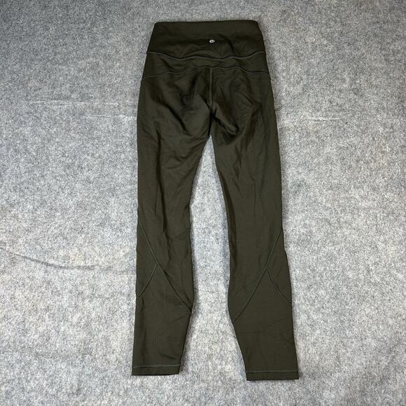 Lululemon Leggings Womens 4 In Movement Tight High Rise Olive Green Athleisure - Picture 8 of 9